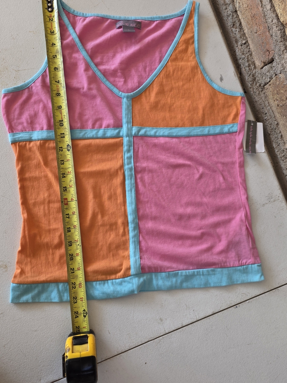 NWT Vintage Willow Wear Colorblock Tank Top - Pink & Orange - Size L - Picture 7 of 7